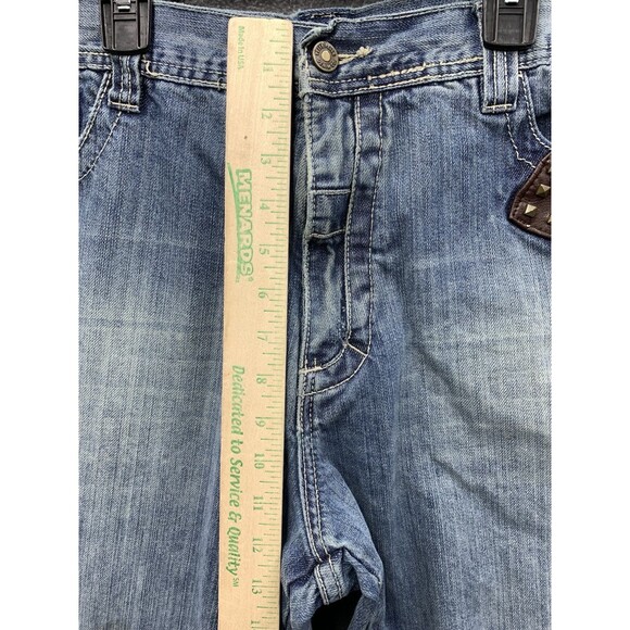 Vtg Pelle Pelle Mens Denim Jeans Punk Studded Pockets Patched Grunge Size 40X30 - Picture 5 of 16